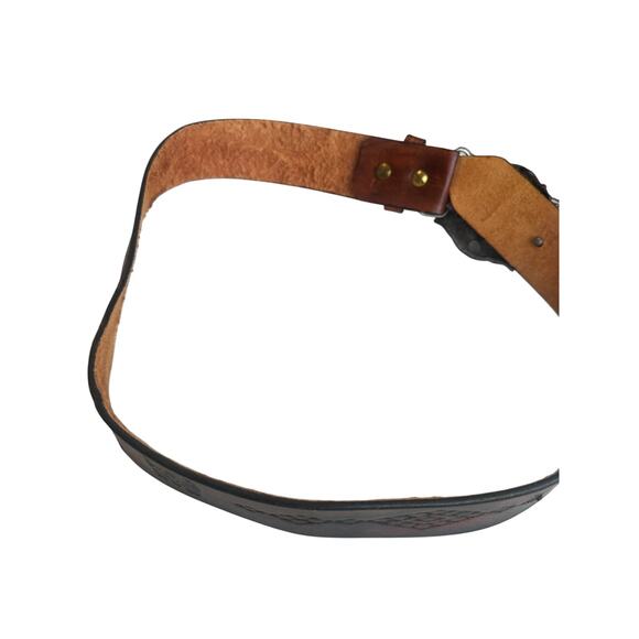 Vintage 1987 Bergamot “Live to Ride – Ride to Live” Belt Buckle + Leather Belt - Picture 7 of 8